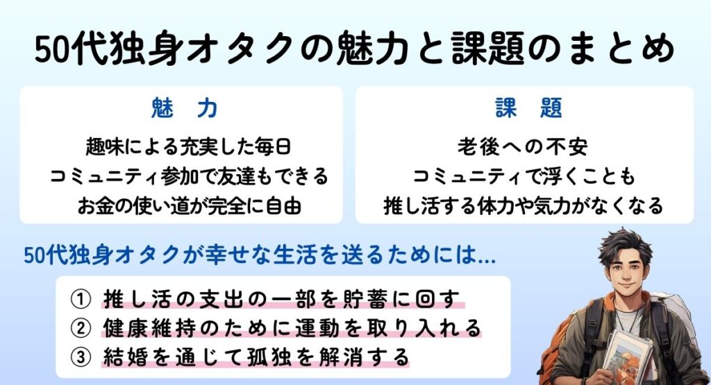 50代独身オタクの魅力と課題のまとめ