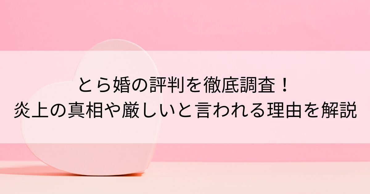 とら婚の評判を徹底調査！炎上の真相や厳しいと言われる理由を解説の画像