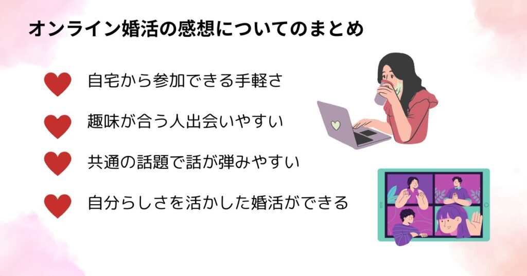 オンライン婚活の感想についてのまとめの画像