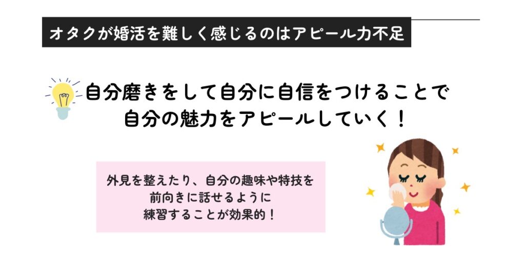 オタクが婚活を難しく感じるのはアピール力不足の画像