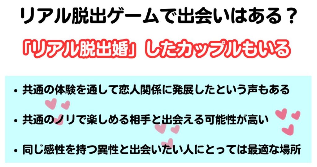 リアル脱出ゲームで出会いはある相手を探す際の注意点なども解説の画像