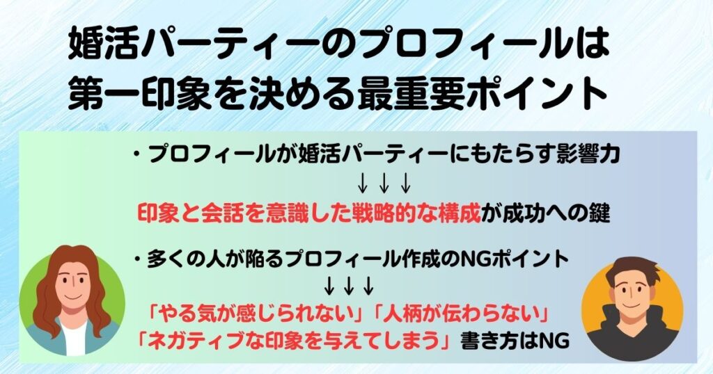 婚活パーティー成功の鍵はプロフィール例文や書き方を解説の画像