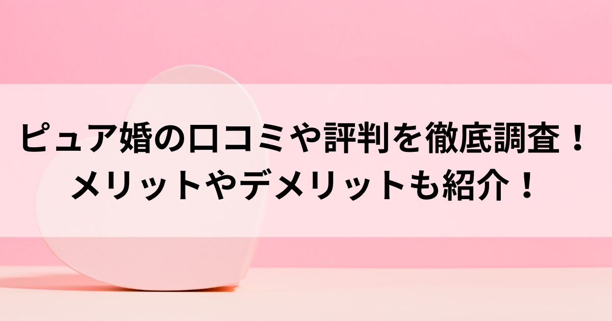 ピュア婚の口コミや評判を徹底調査！メリットやデメリットも紹介の画像